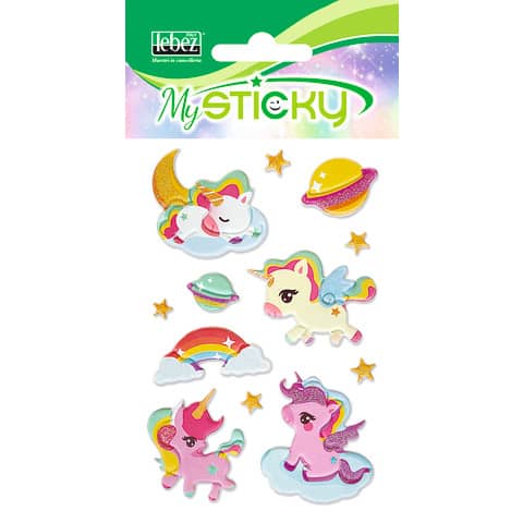 Espositore da banco 48 Stickers gommati Lebez Fantasy 6 soggetti assortiti A913
